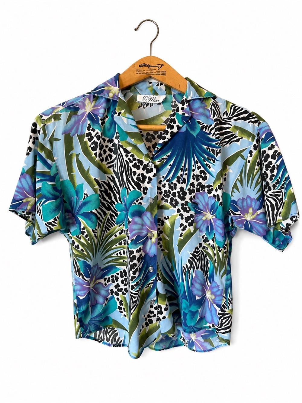 Tropical Floral Button-Up Shirt Size S Vacation Beach Resortwear Travel Summer